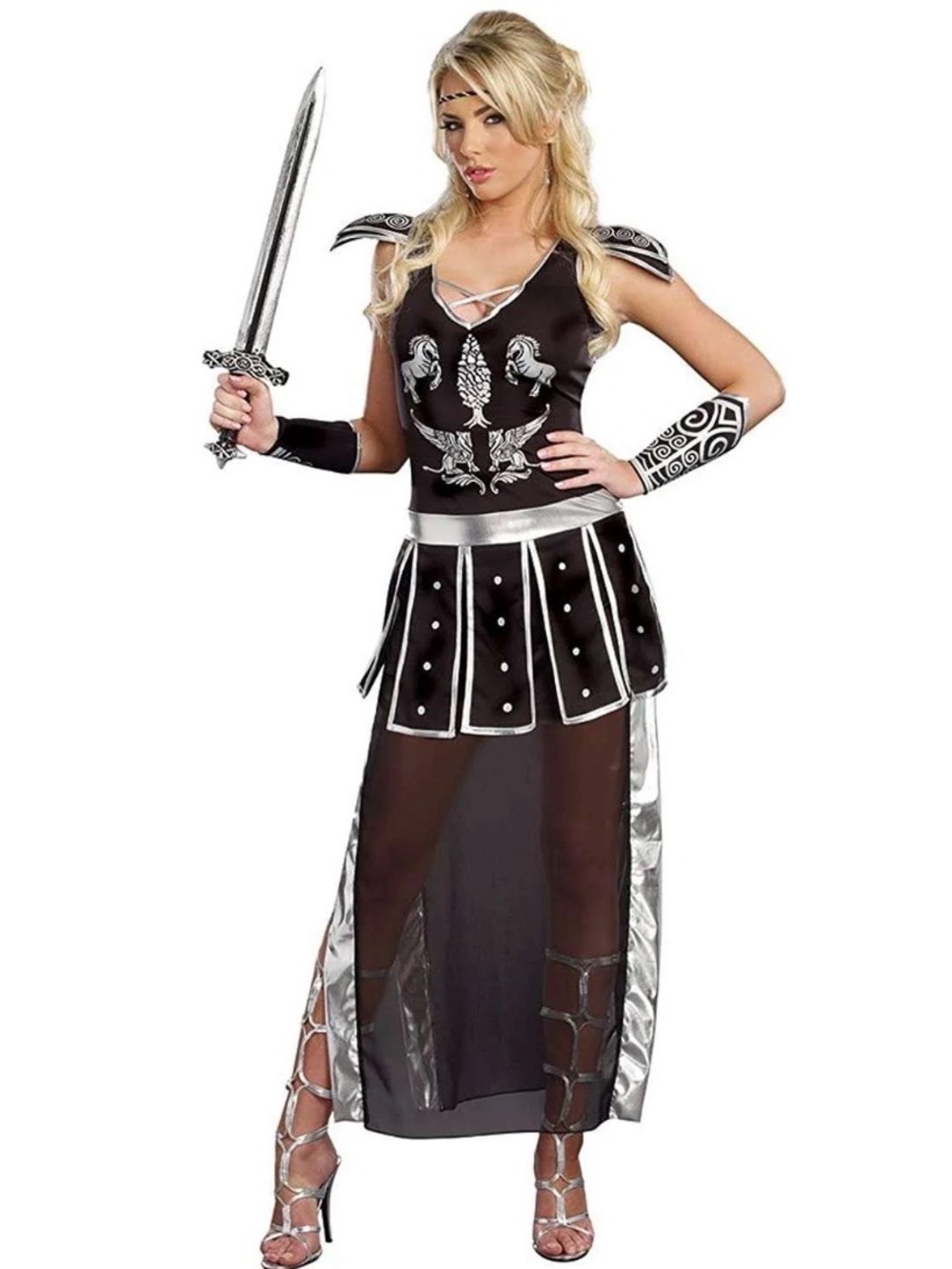 Deluxe Glamour Glorious Gladiator Adult Costume, Women size large, No swords in
